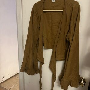 Brown Open Front Cardigan